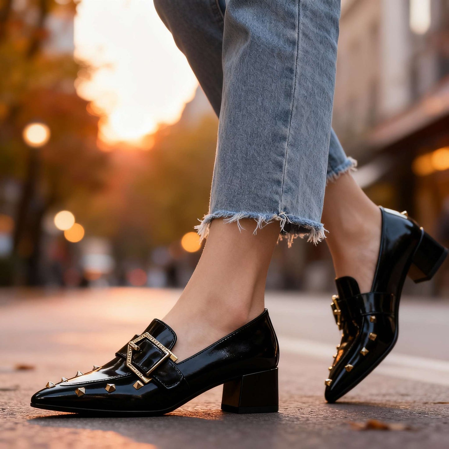 Damen Slipper aus veganem Leder mit Nieten Jully