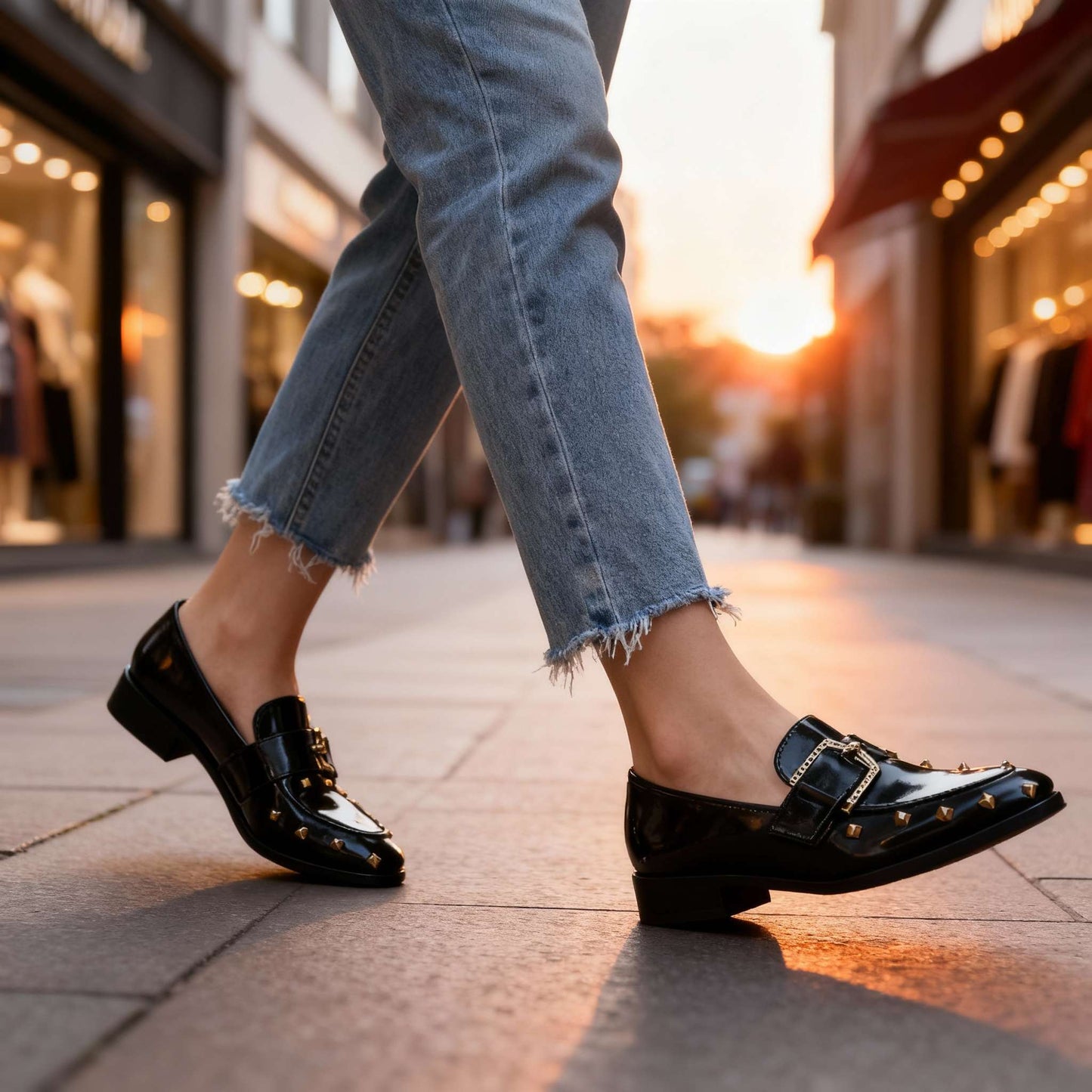 Damen Slipper aus veganem Leder mit Nieten Jully
