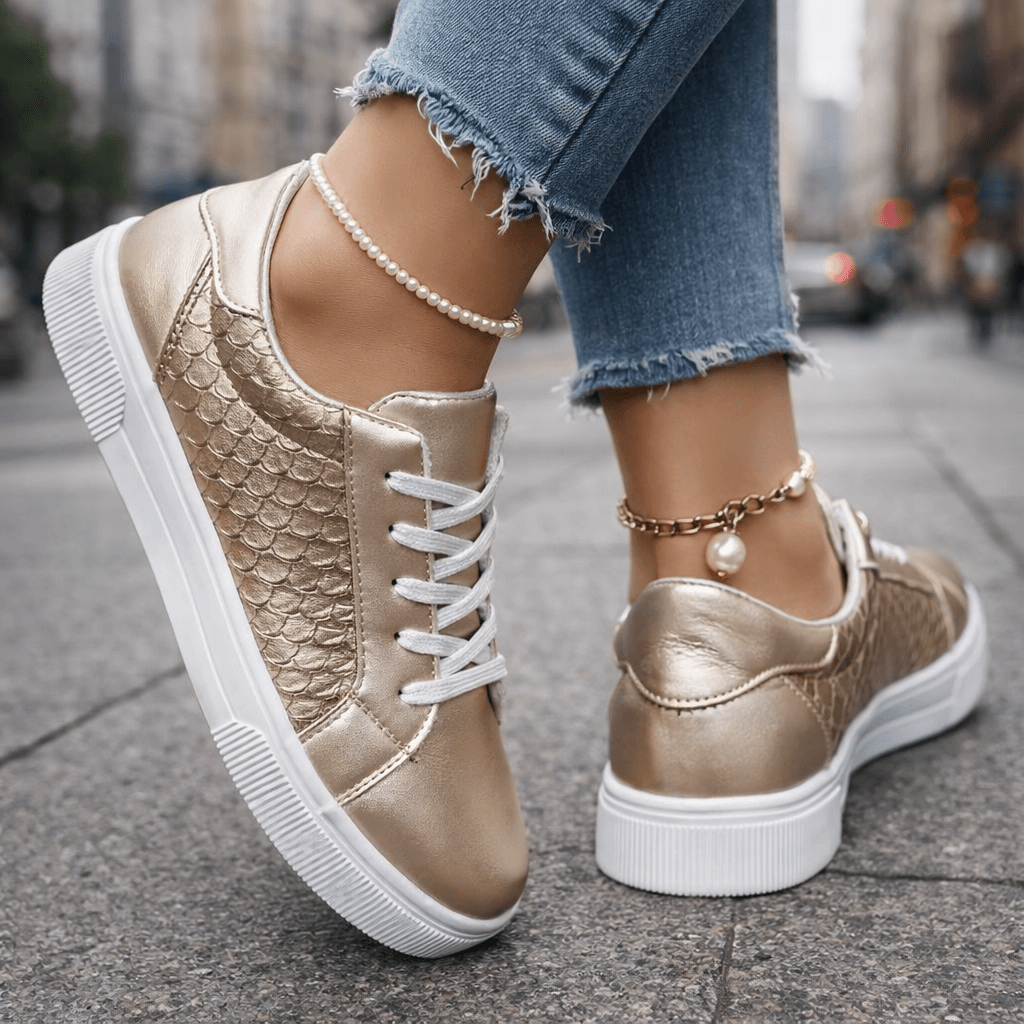 Damen Sneaker mit Metallic-Finish für Alltag Jully