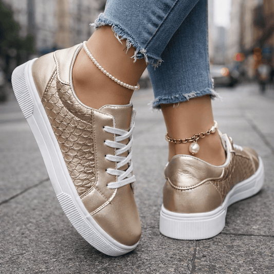 Damen Sneaker mit Metallic-Finish für Alltag Jully