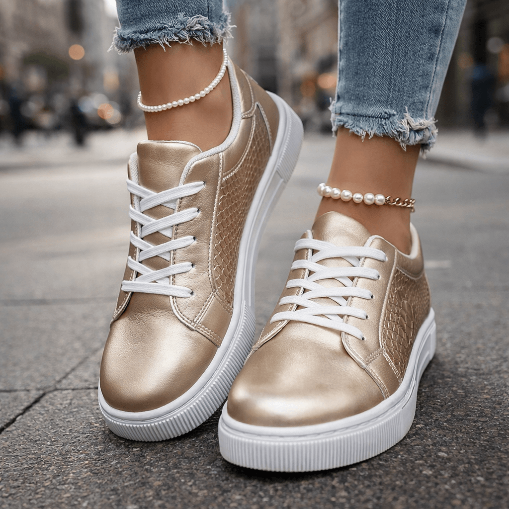 Damen Sneaker mit Metallic-Finish für Alltag Jully