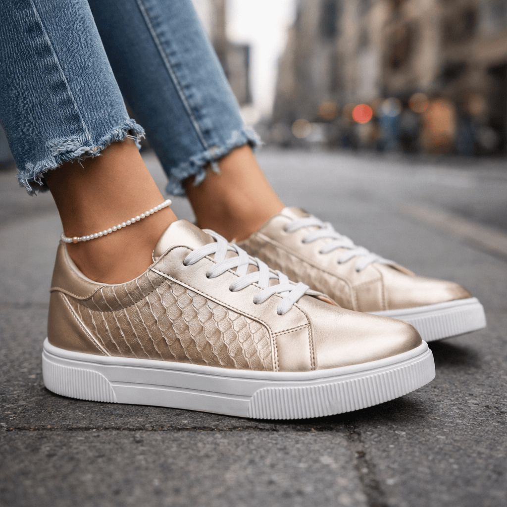 Damen Sneaker mit Metallic-Finish für Alltag Jully