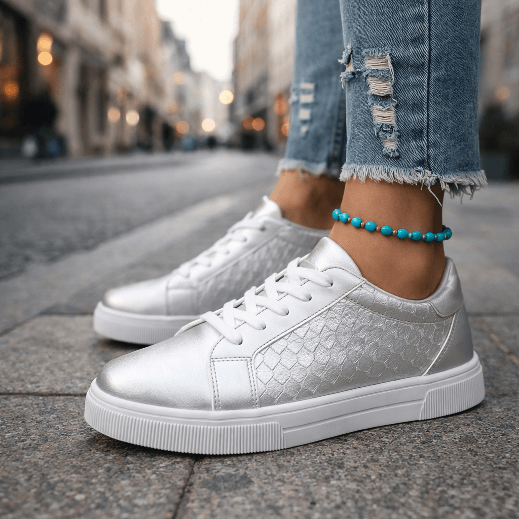 Damen Sneaker mit Metallic-Finish für Alltag Jully