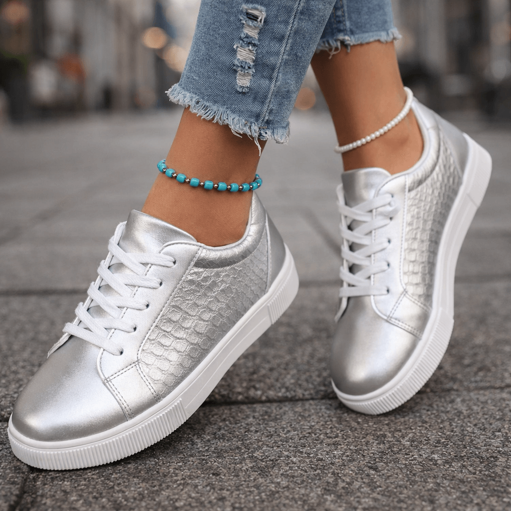 Damen Sneaker mit Metallic-Finish für Alltag Jully