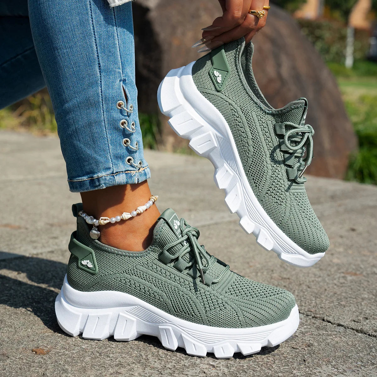 Damen Sneaker mit atmungsaktivem Strick-Obermaterial Jully