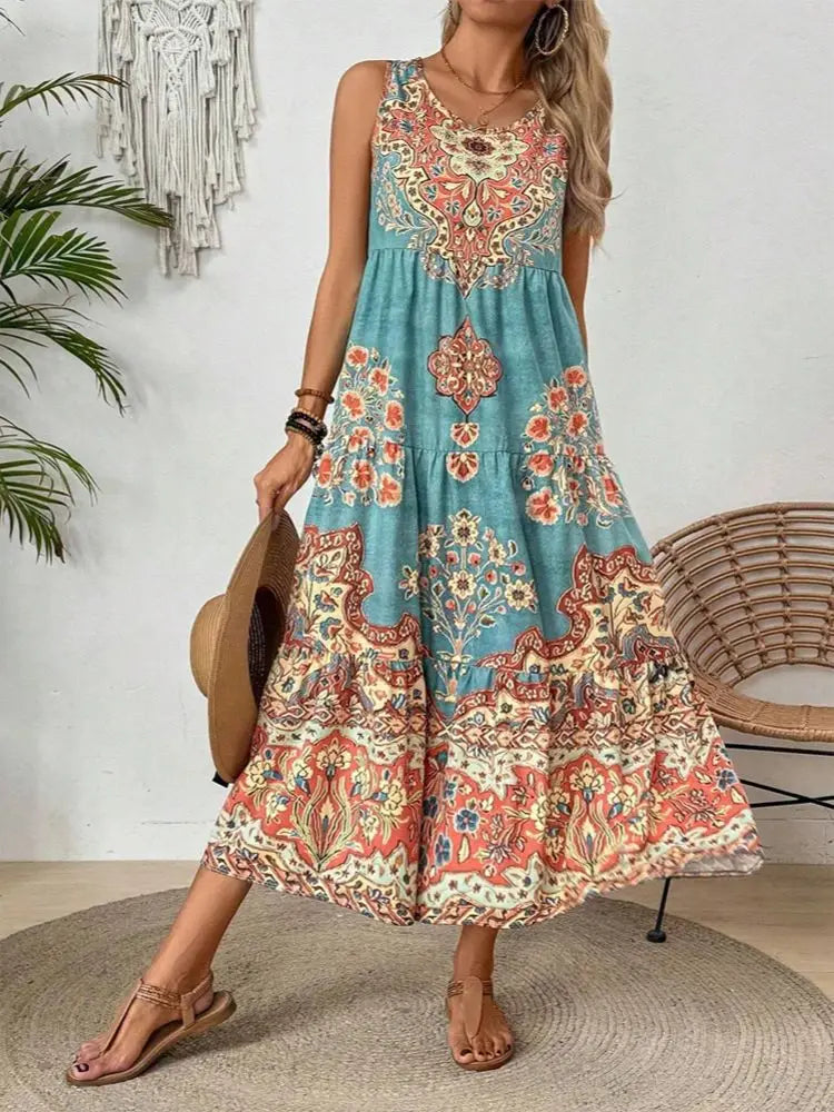 Damen Sommerkleid aus Baumwolle mit Rundhalsausschnitt Jully