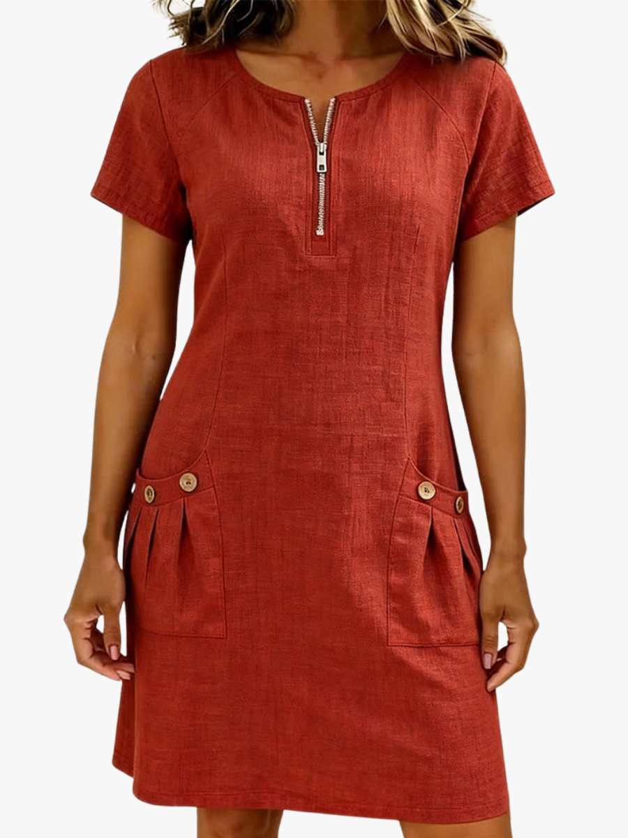 Damen Sommerkleid aus Leinenmix mit fließendem Schnitt Jully