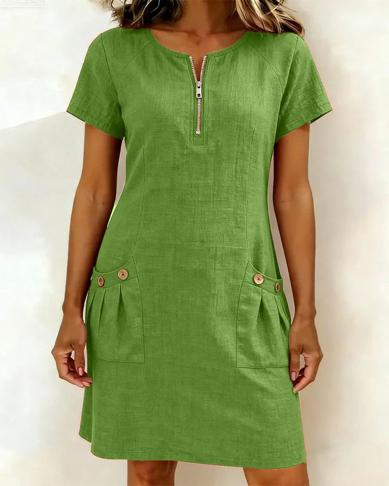 Damen Sommerkleid aus Leinenmix mit fließendem Schnitt Jully