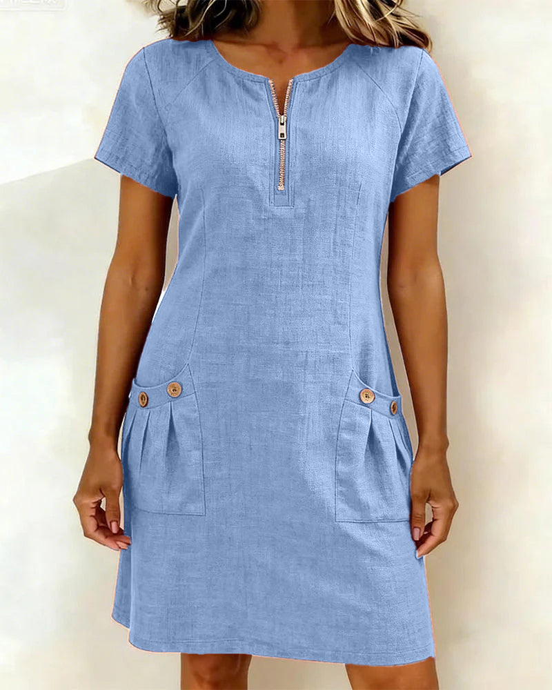 Damen Sommerkleid aus Leinenmix mit fließendem Schnitt Jully
