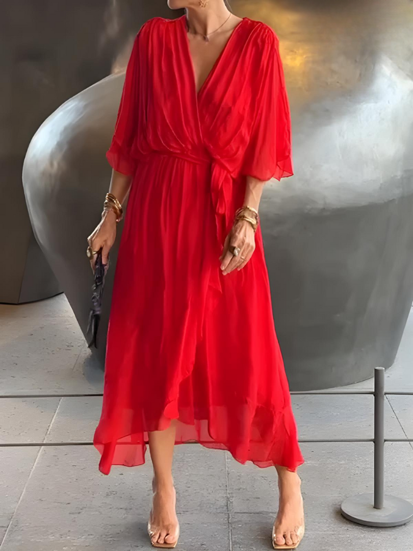 Damen Sommerkleid aus leichtem Stoff mit fließendem Design Jully