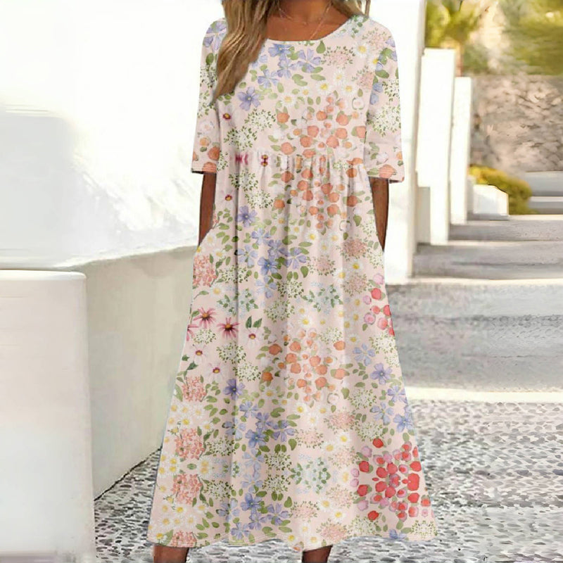 Damen Sommerkleid mit Blumendruck und Taschen Jully