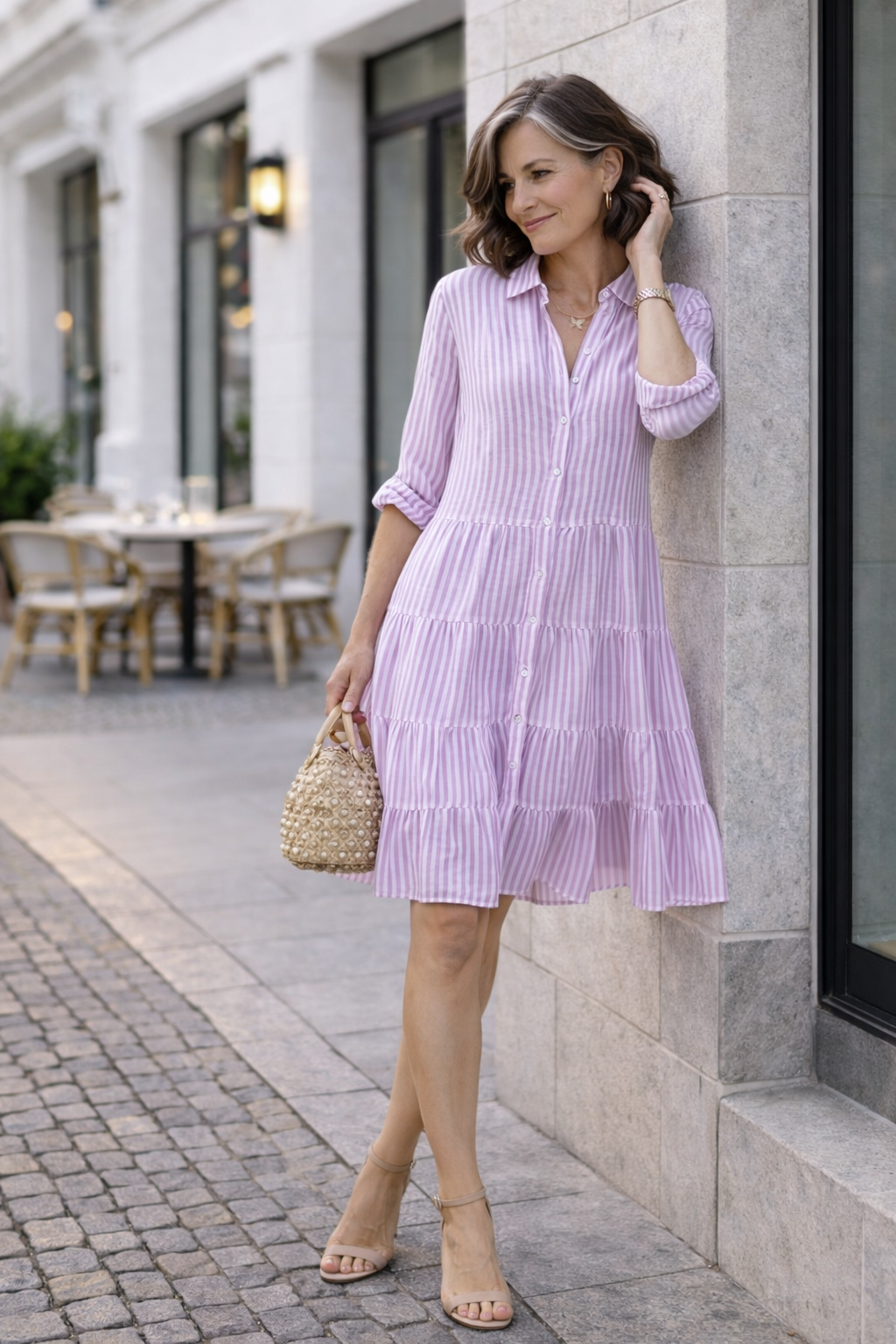 Damen Sommerkleid mit Streifenmuster aus Baumwolle Jully