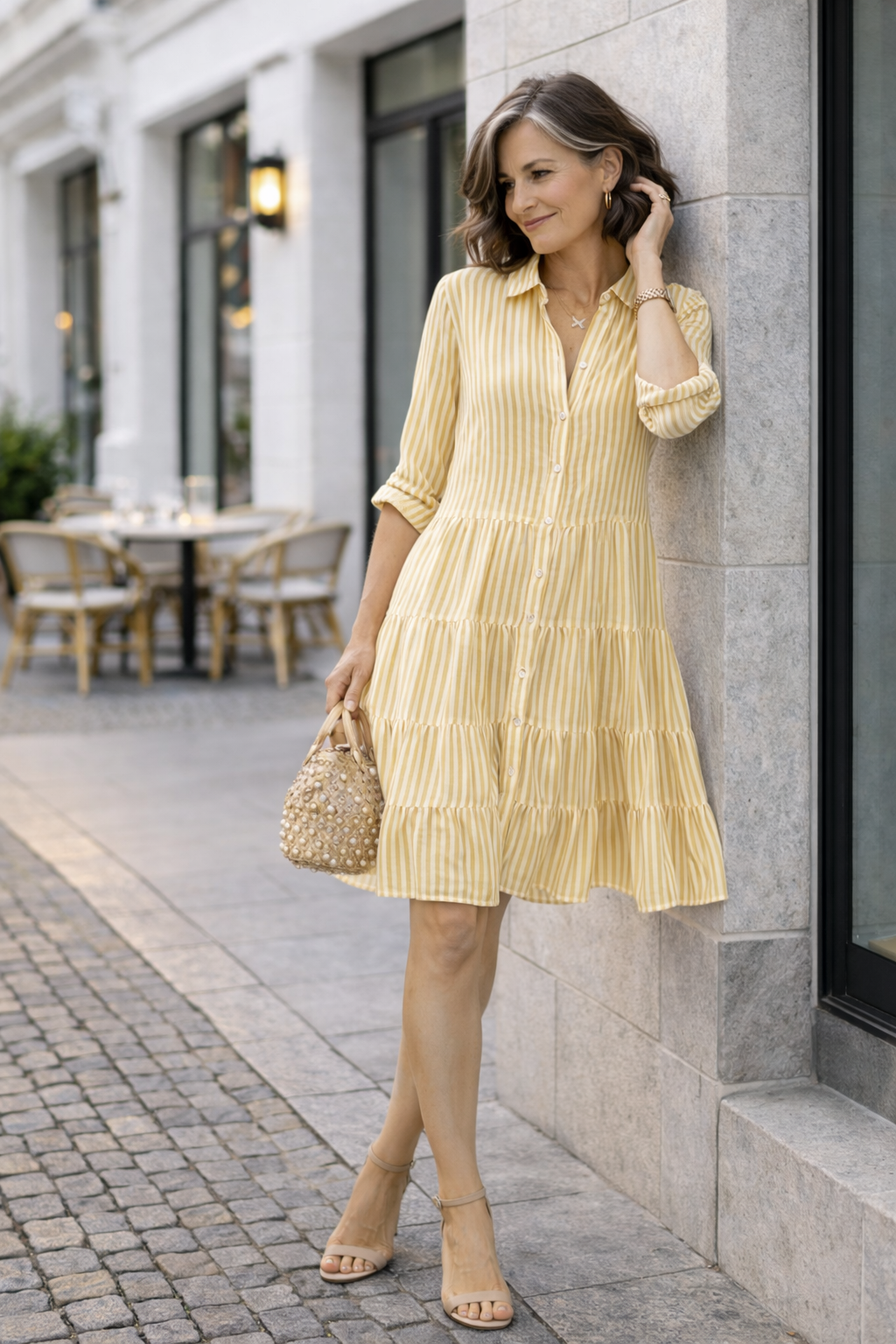 Damen Sommerkleid mit Streifenmuster aus Baumwolle Jully