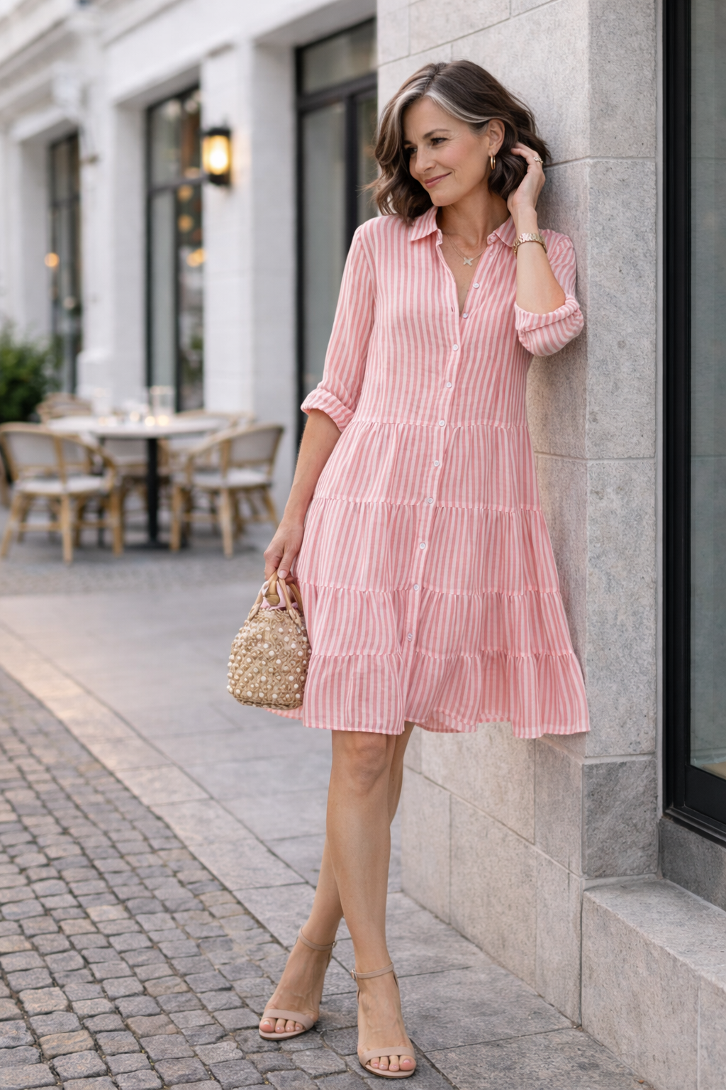 Damen Sommerkleid mit Streifenmuster aus Baumwolle Jully