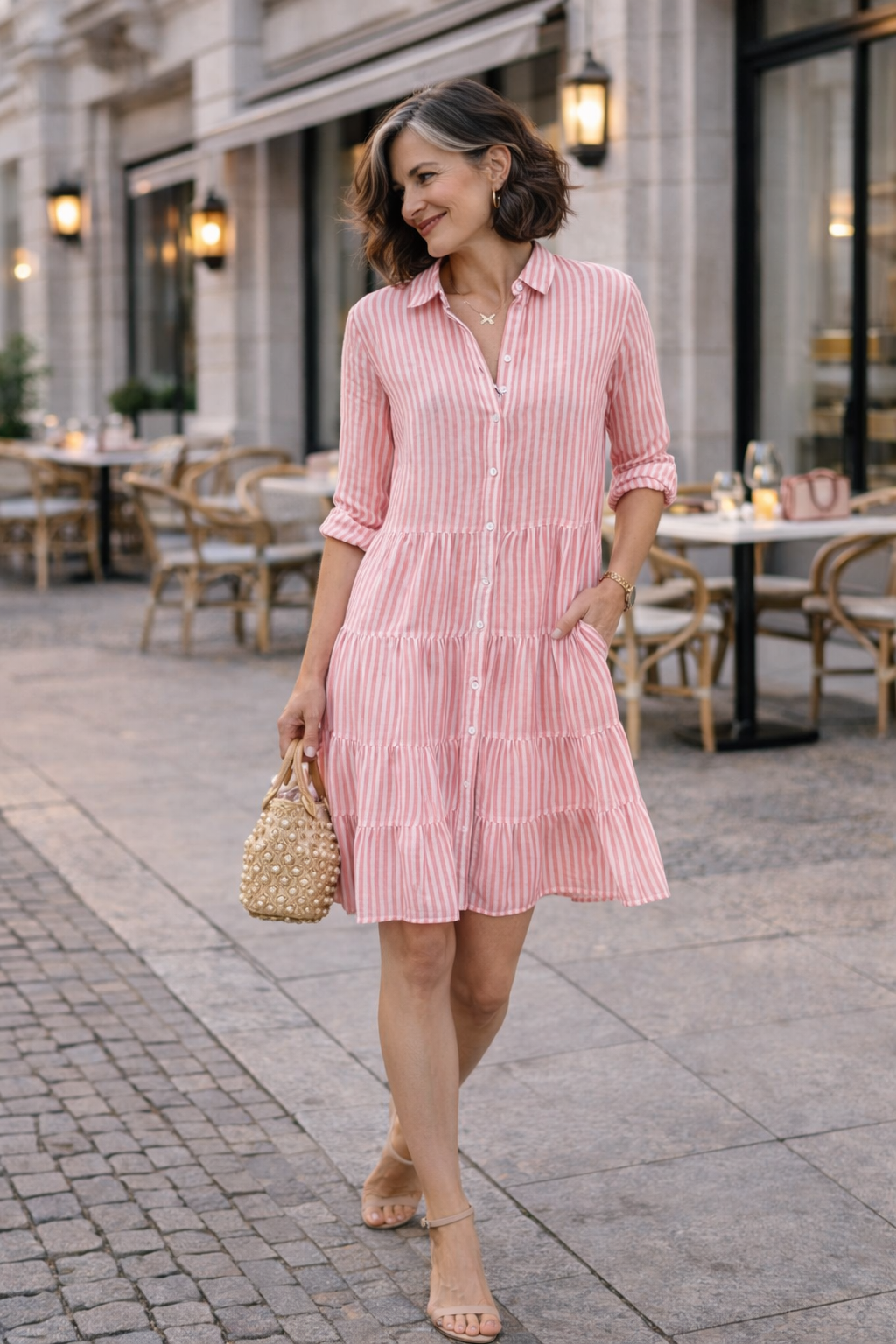 Damen Sommerkleid mit Streifenmuster aus Baumwolle Jully