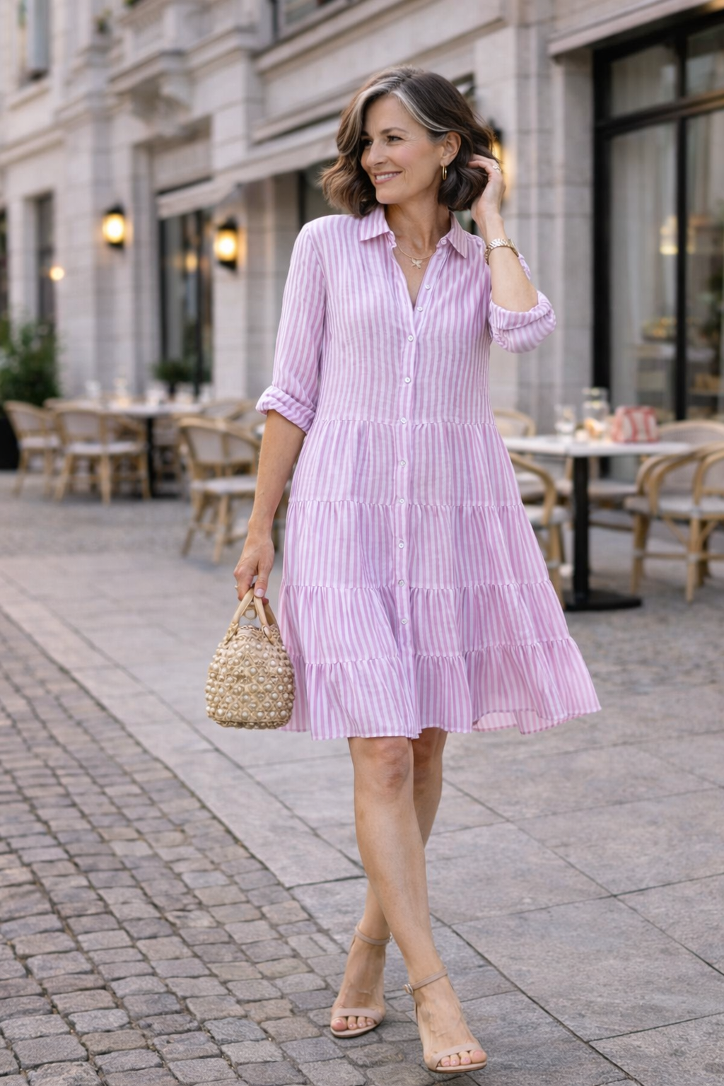 Damen Sommerkleid mit Streifenmuster aus Baumwolle Jully