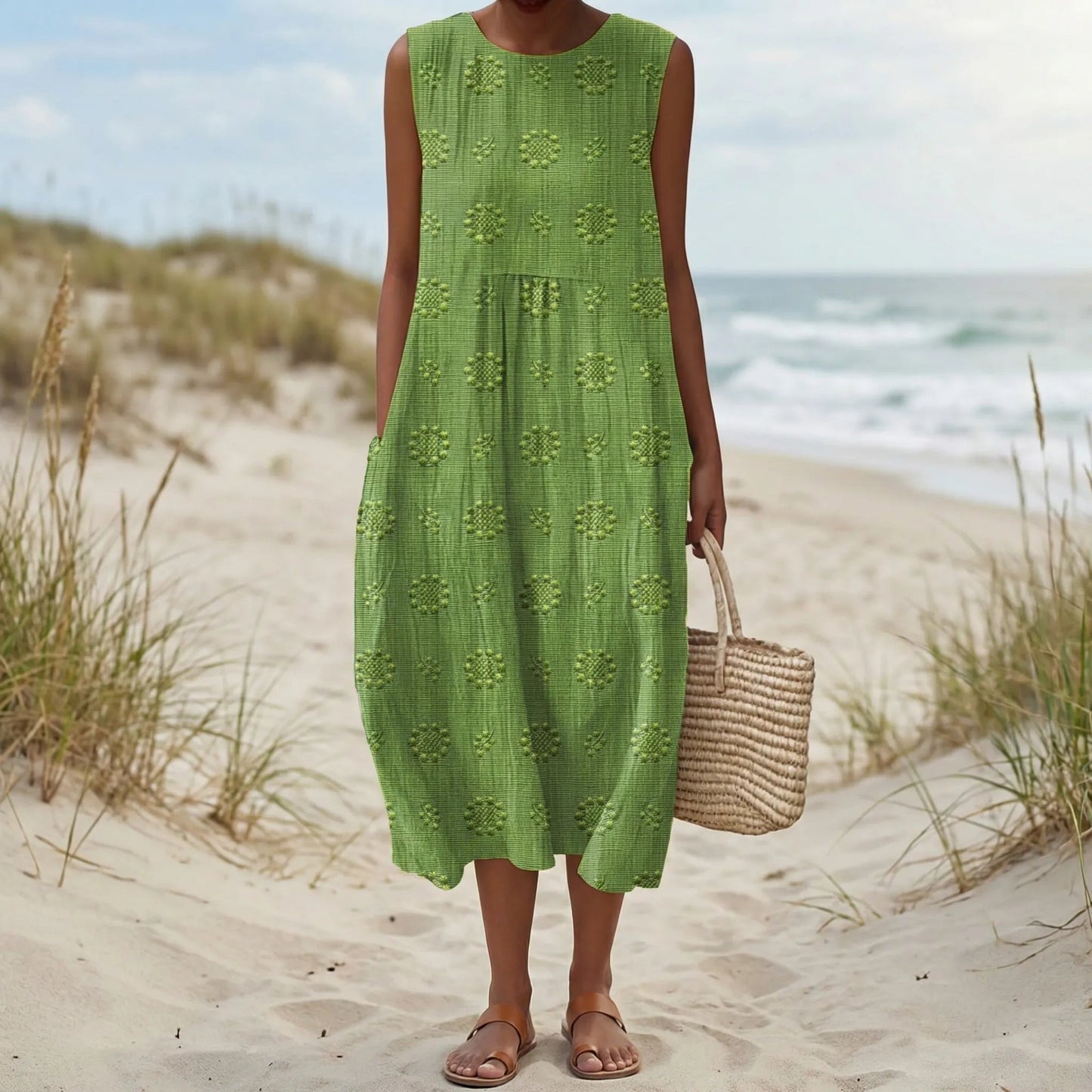 Damen Sommerkleid mit Taschen in Midi-Länge Jully