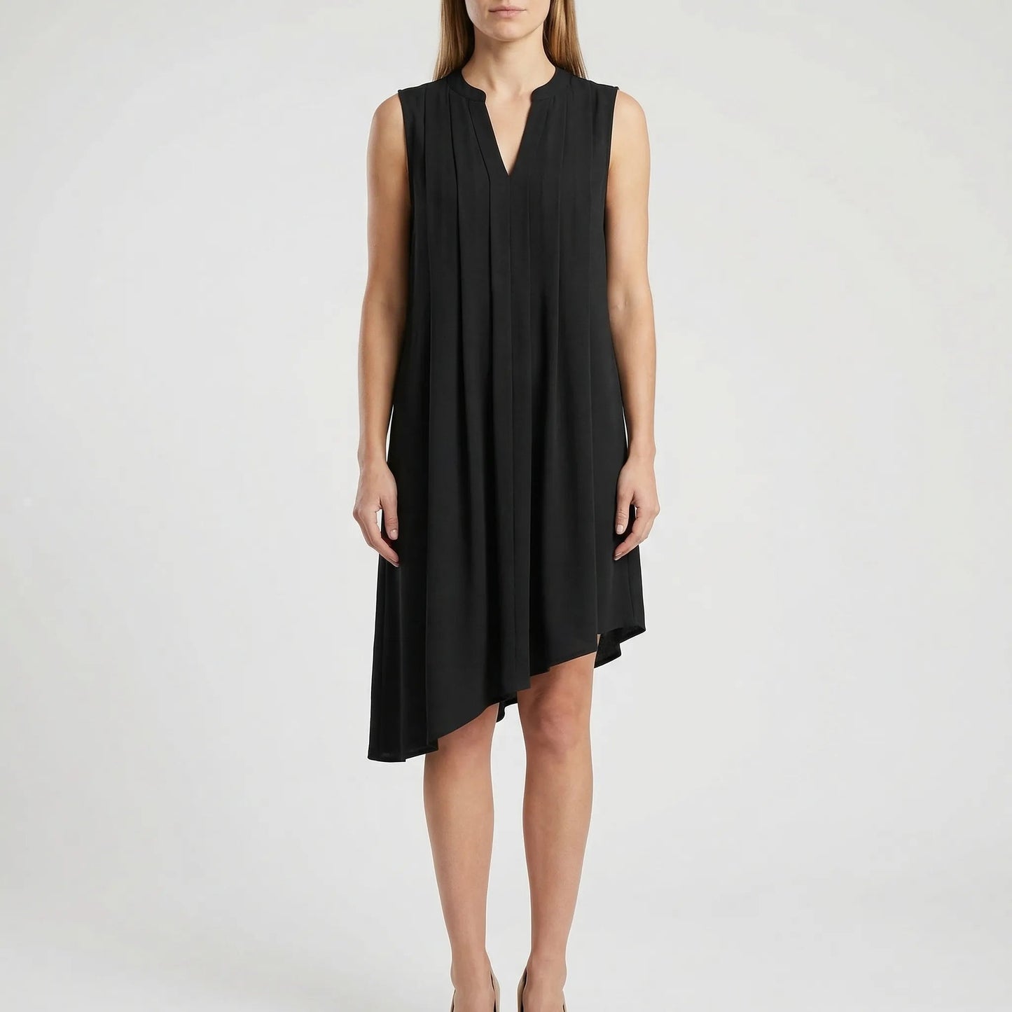 Damen Sommerkleid mit V-Ausschnitt aus leichtem Stoff Jully