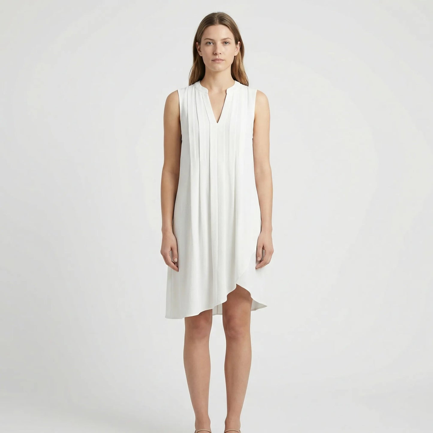 Damen Sommerkleid mit V-Ausschnitt aus leichtem Stoff Jully