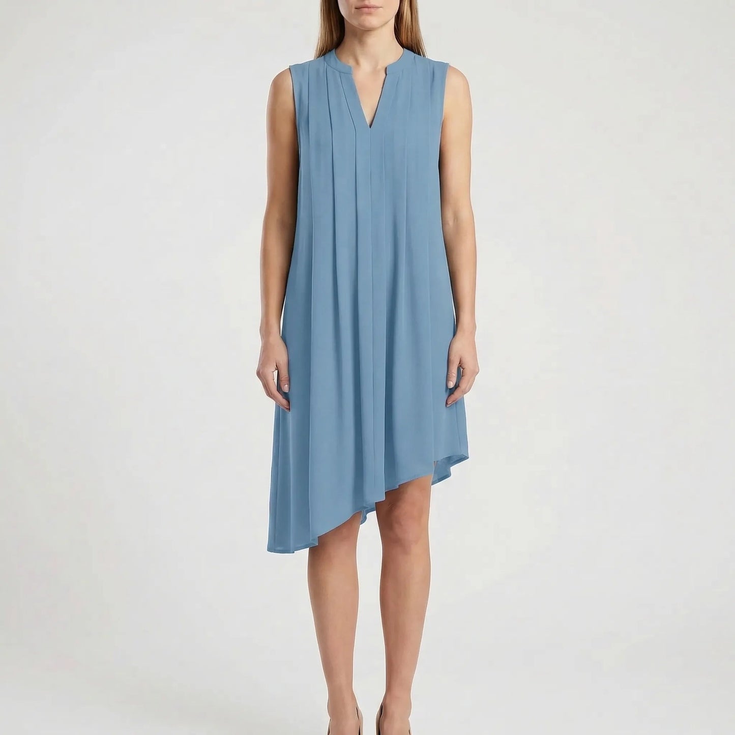 Damen Sommerkleid mit V-Ausschnitt aus leichtem Stoff Jully