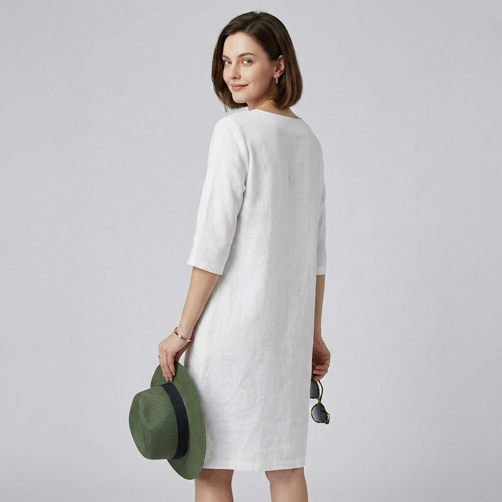 Damen Sommerkleid mit V-Ausschnitt und drei Viertel Ärmeln Jully
