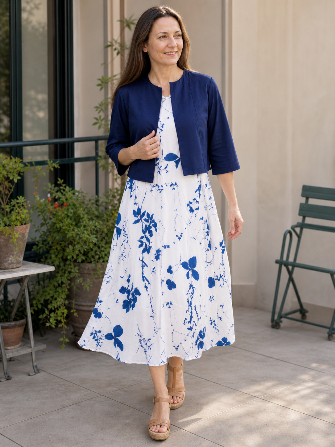 Damen Sommerkleid mit floralem Muster und Rundhalsausschnitt Jully
