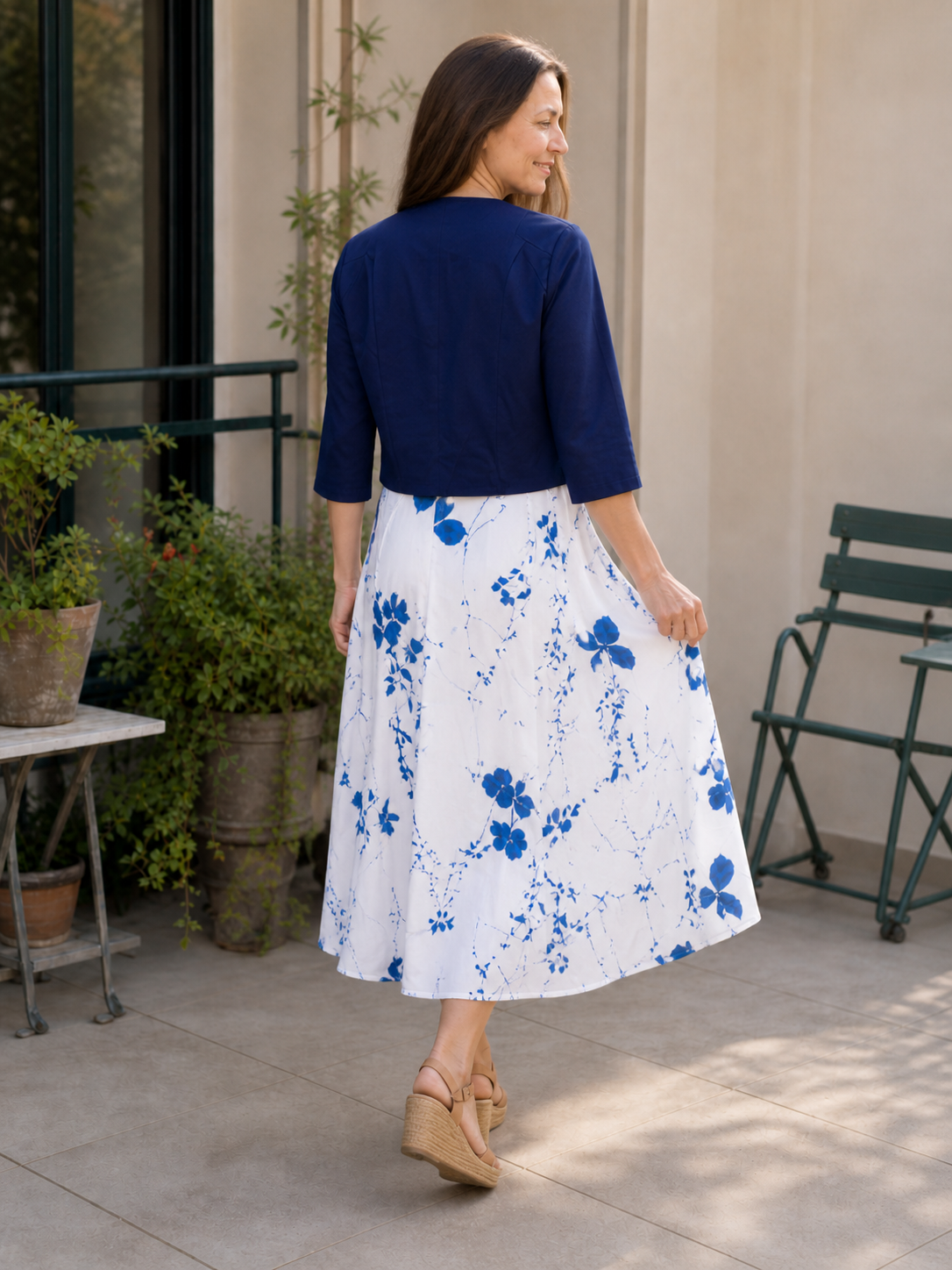 Damen Sommerkleid mit floralem Muster und Rundhalsausschnitt Jully