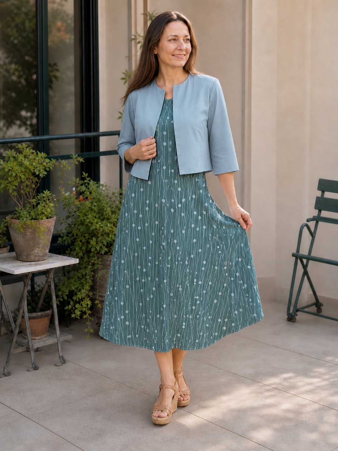 Damen Sommerkleid mit floralem Muster und Rundhalsausschnitt Jully