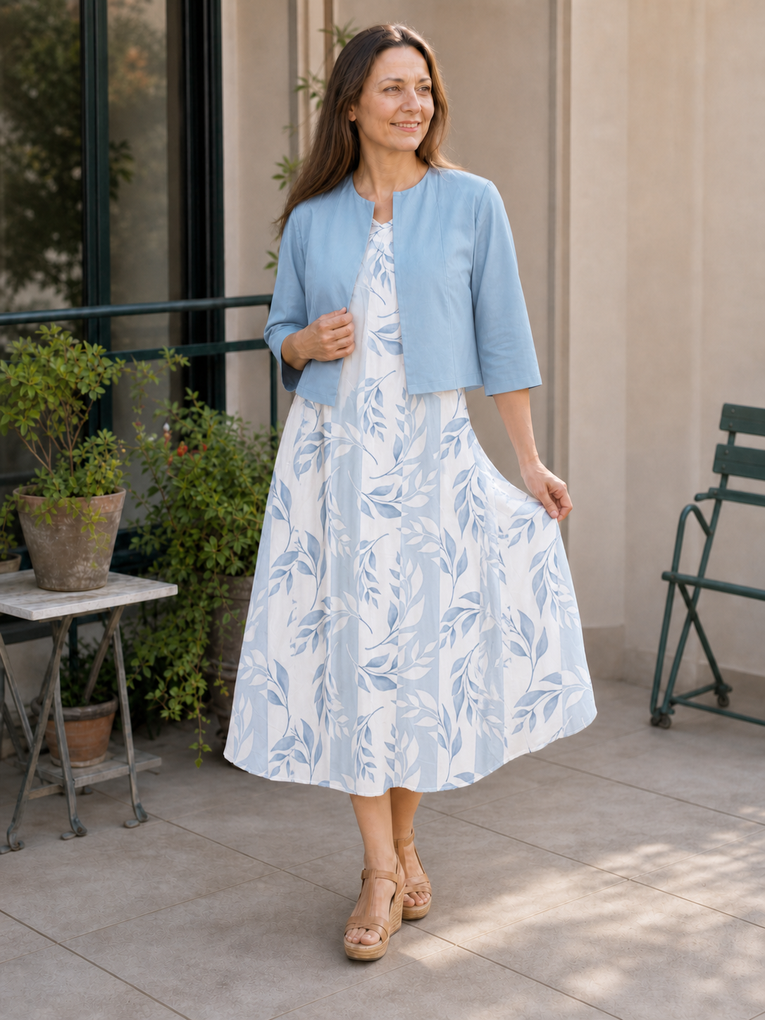 Damen Sommerkleid mit floralem Muster und Rundhalsausschnitt Jully
