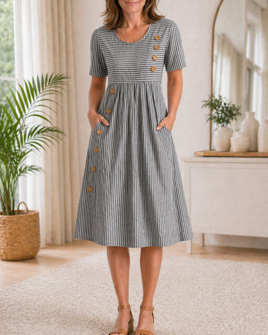 Damen Sommerkleid mit gestreiftem Design Jully