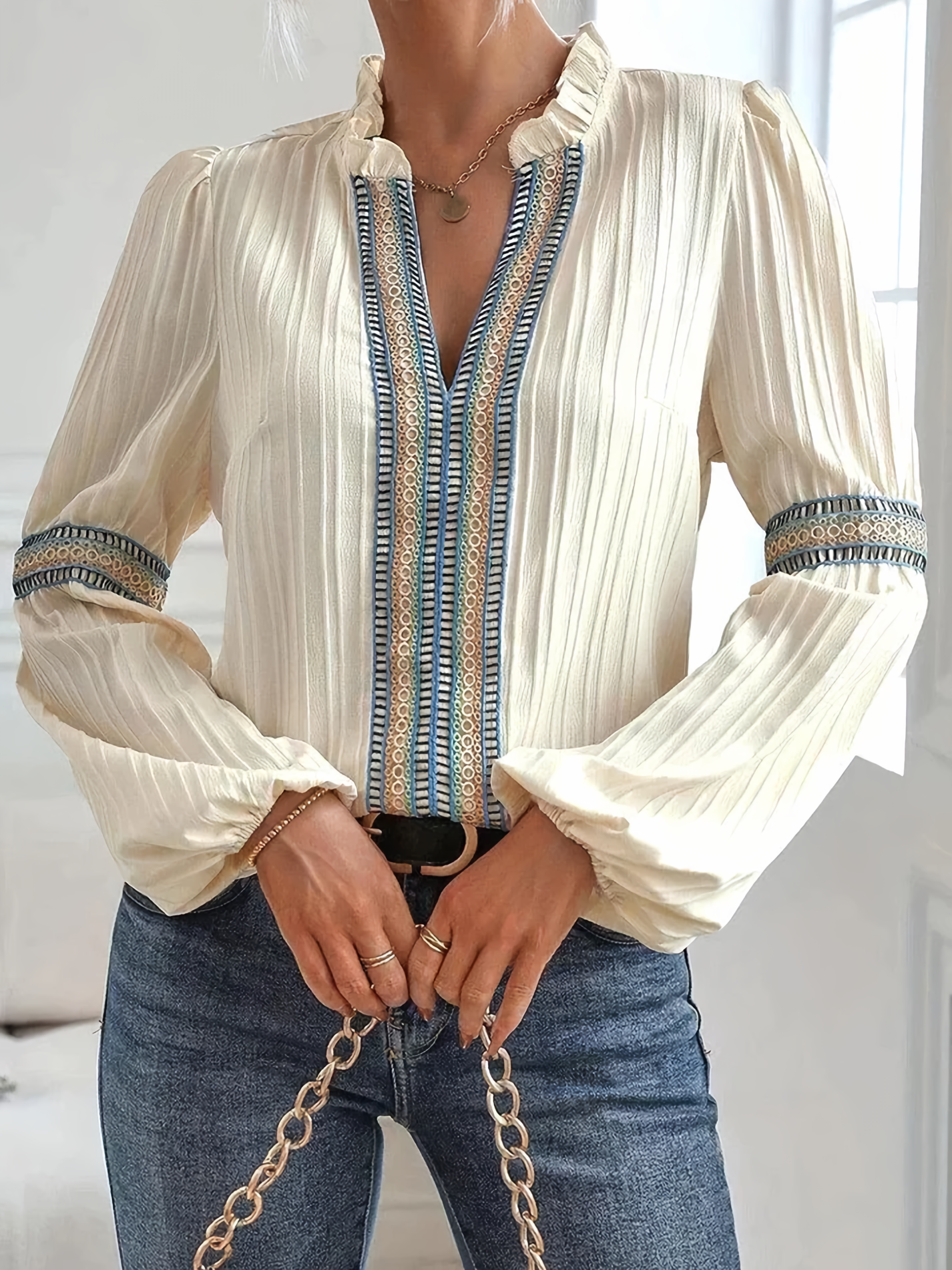 Damen Spitzenbluse mit eleganten Details Jully