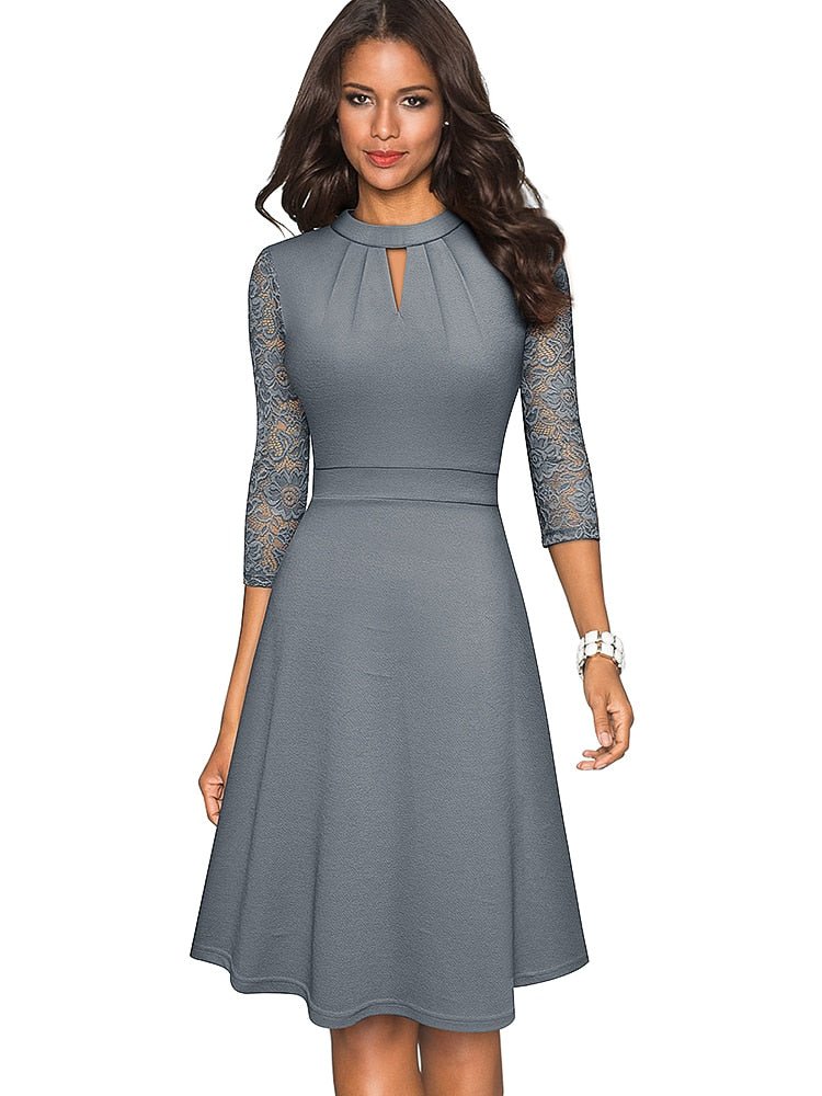 Damen Spitzenkleid mit Ausgehöhltem Design Jully