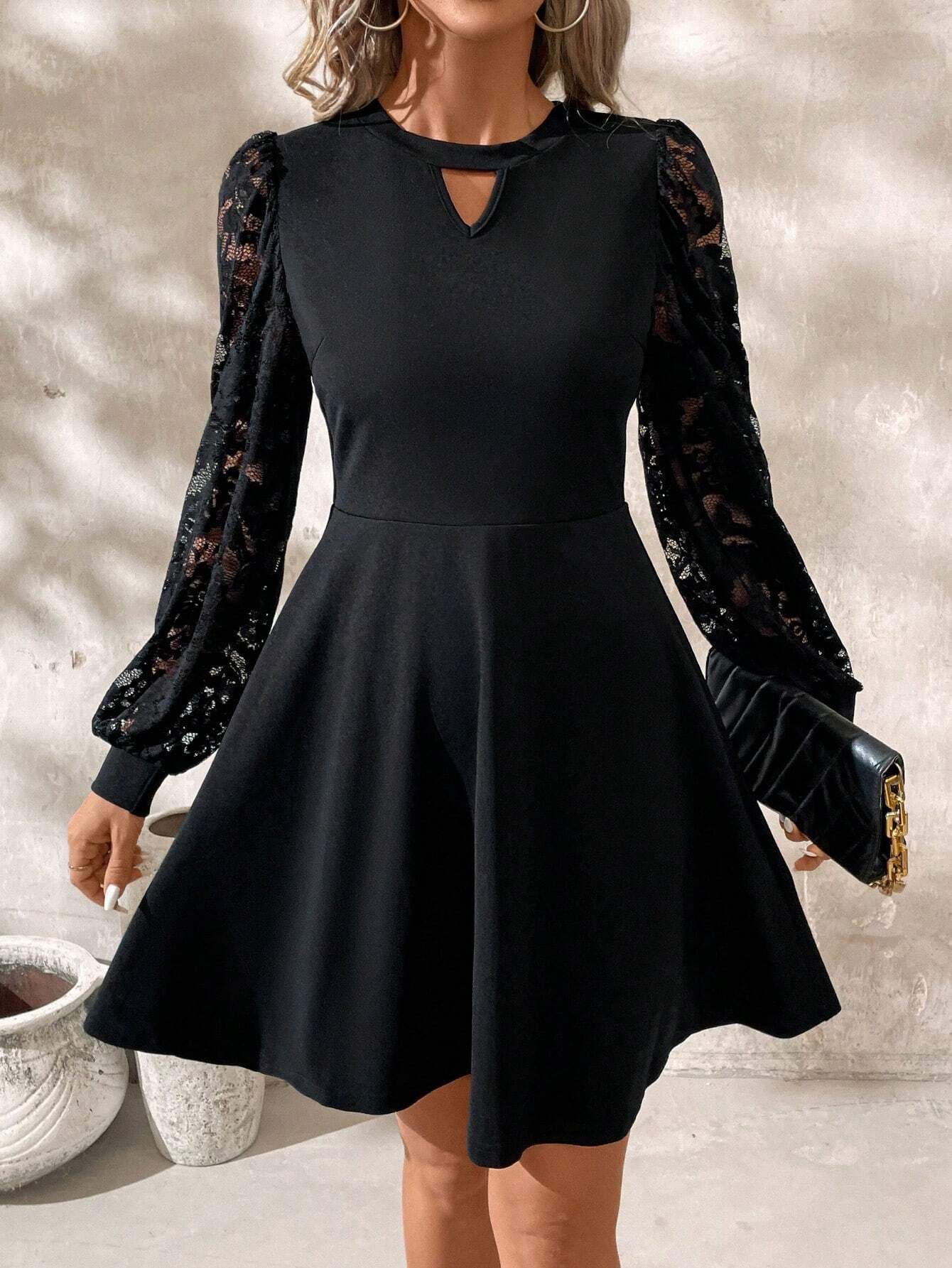 Damen Spitzenkleid mit Ausgehöhltem Design Jully