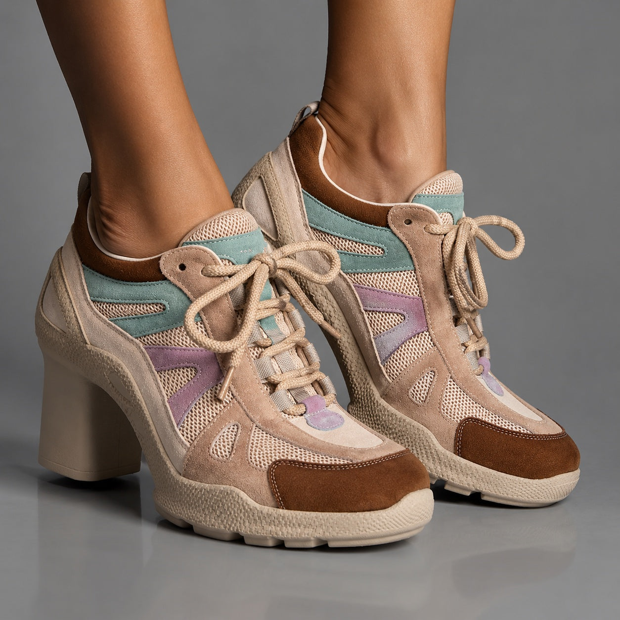 Damen Sportliche High Heels mit Blockabsatz Jully