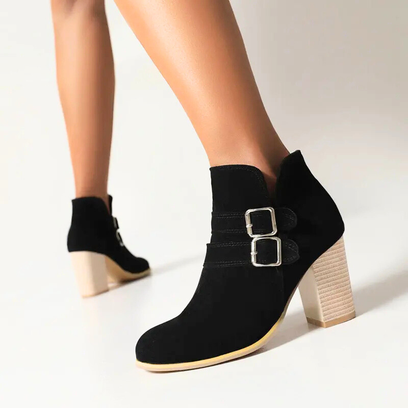Damen Stiefeletten mit gestapeltem Absatz Jully