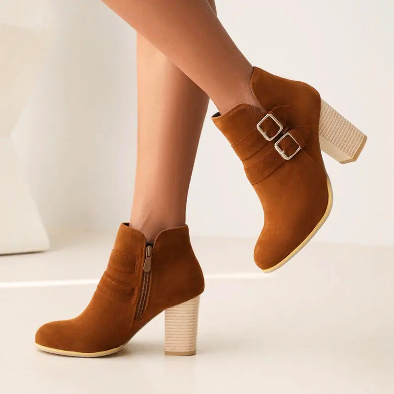 Damen Stiefeletten mit gestapeltem Absatz Jully