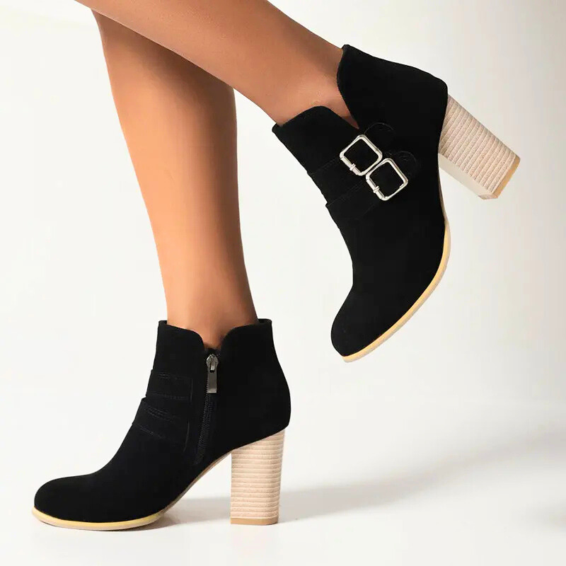 Damen Stiefeletten mit gestapeltem Absatz Jully