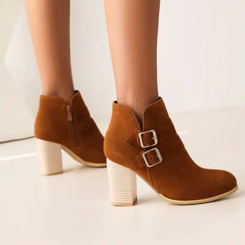Damen Stiefeletten mit gestapeltem Absatz Jully