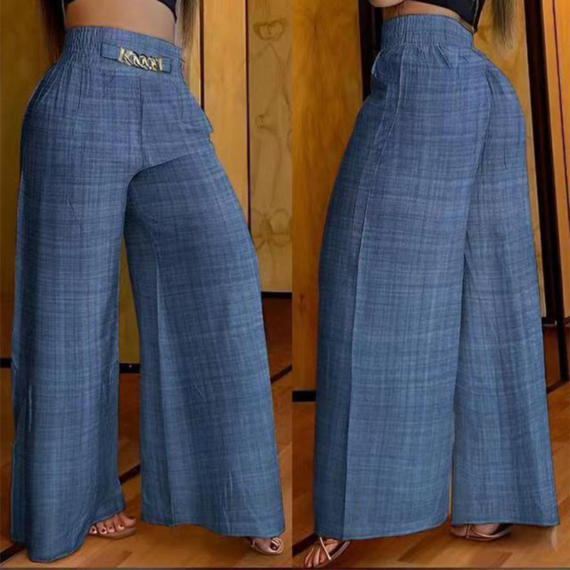 Damen Stoffhose mit hohem Bund und weitem Bein Jully