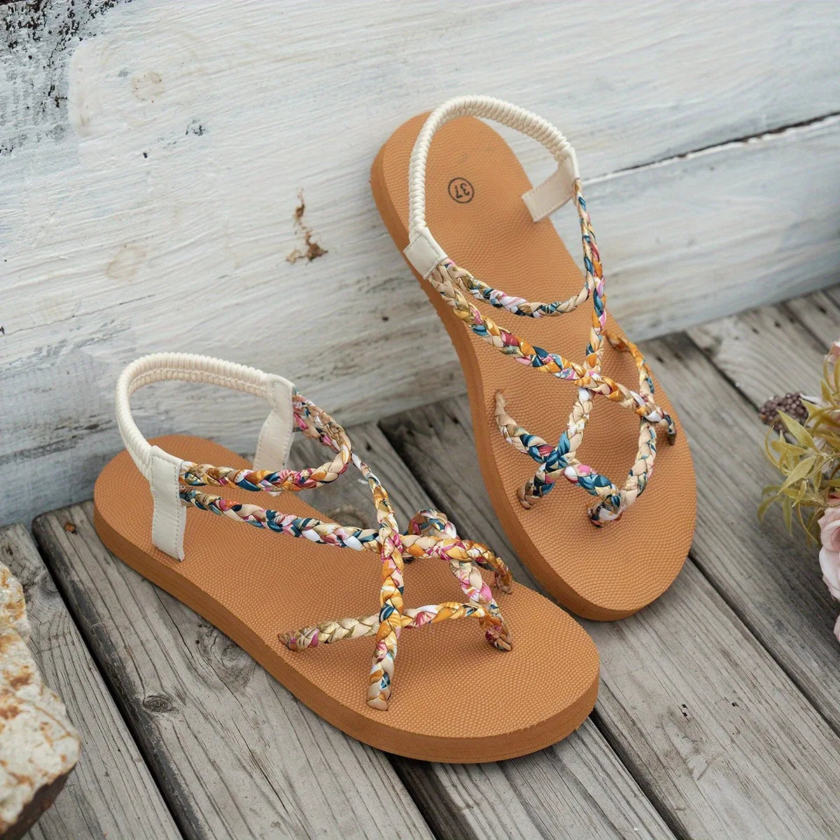 Damen Strandsandalen mit runder Spitze Jully