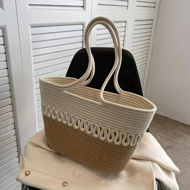 Damen Strandtasche groß aus Strick mit Bohemian Stil Jully