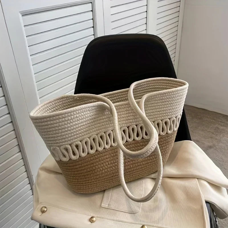 Damen Strandtasche groß aus Strick mit Bohemian Stil Jully