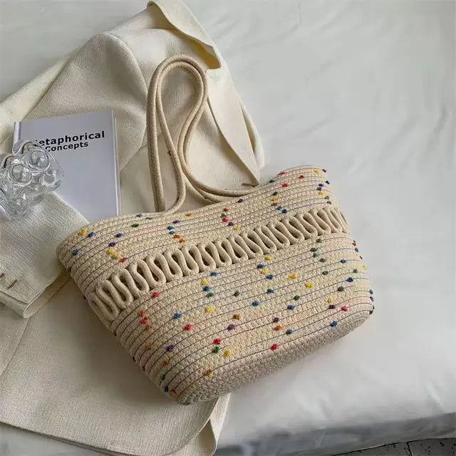 Damen Strandtasche groß aus Strick mit Bohemian Stil Jully