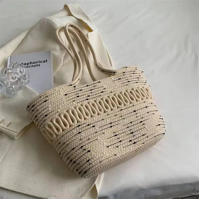 Damen Strandtasche groß aus Strick mit Bohemian Stil Jully