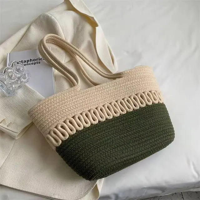 Damen Strandtasche groß aus Strick mit Bohemian Stil Jully