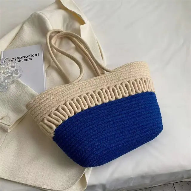 Damen Strandtasche groß aus Strick mit Bohemian Stil Jully