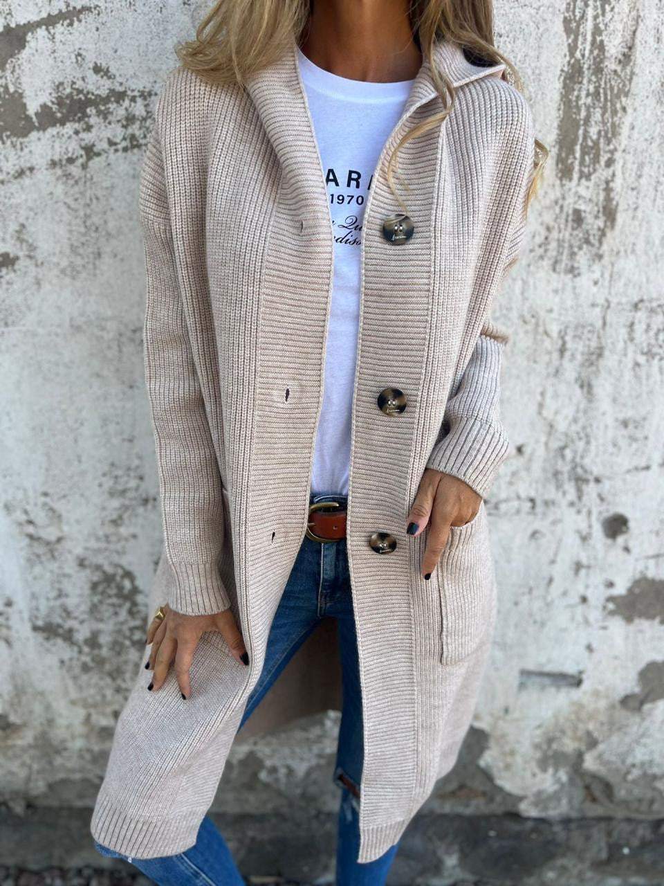 Damen Strickjacke lang mit offenem Design Jully