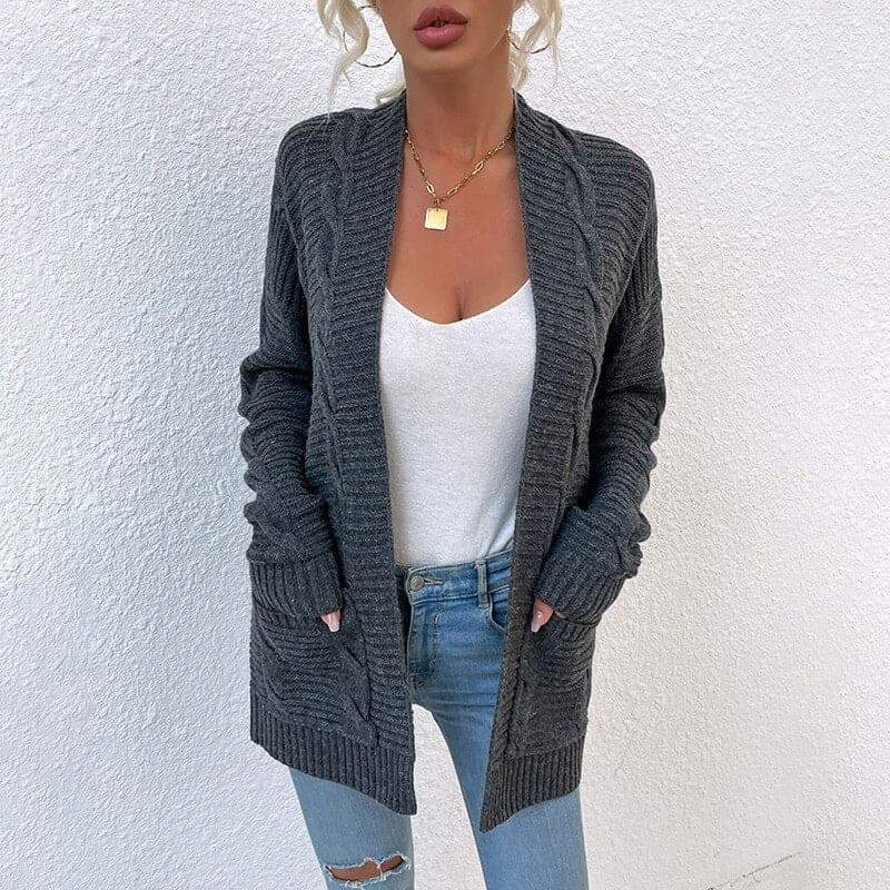 Damen Strickjacke mit offener Vorderseite Langarm Jully