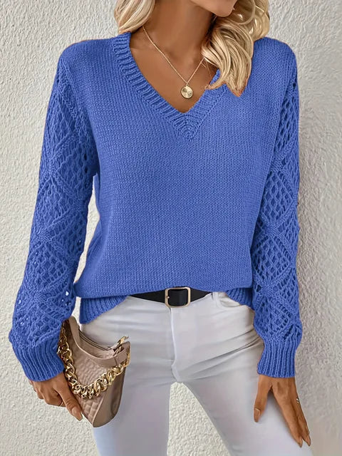 Damen Strickpullover langarm mit V-Ausschnitt Jully