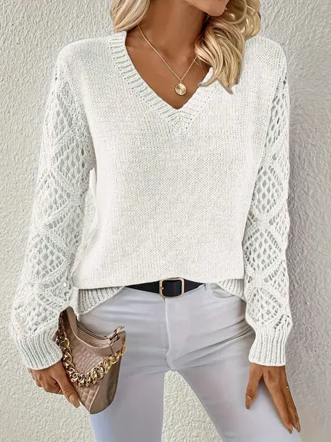 Damen Strickpullover langarm mit V-Ausschnitt Jully